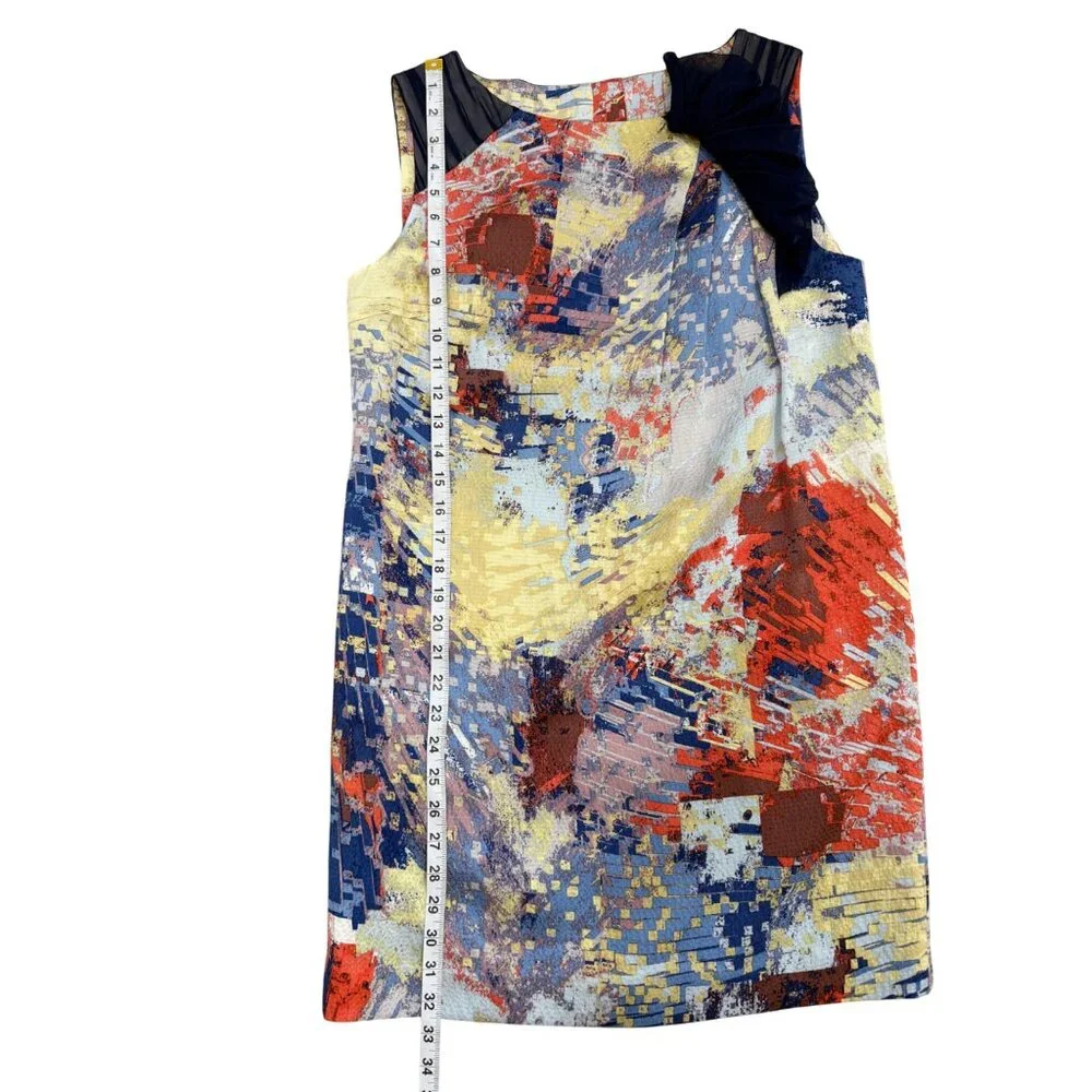 Hanii Y Womens Size IT 44 / US M Silk Dress Sleeveless Abstract Ocean Blue NEW - Picture 7 of 9